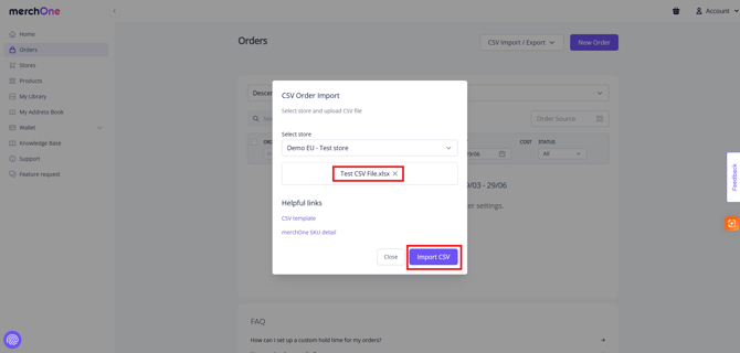 Click import CSV